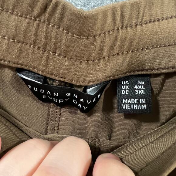 Every Day by Susan Graver Liquid Knit Drawstring Crop Pants Driftwood, Size 3X - Picture 3 of 10